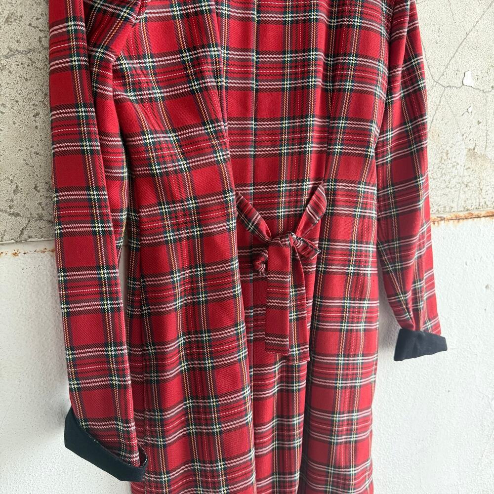 Vtg Orvis Dress Red Tartan Plaid Maxi Button Front Tie Back Womens 6 Made in USA - Picture 5 of 8